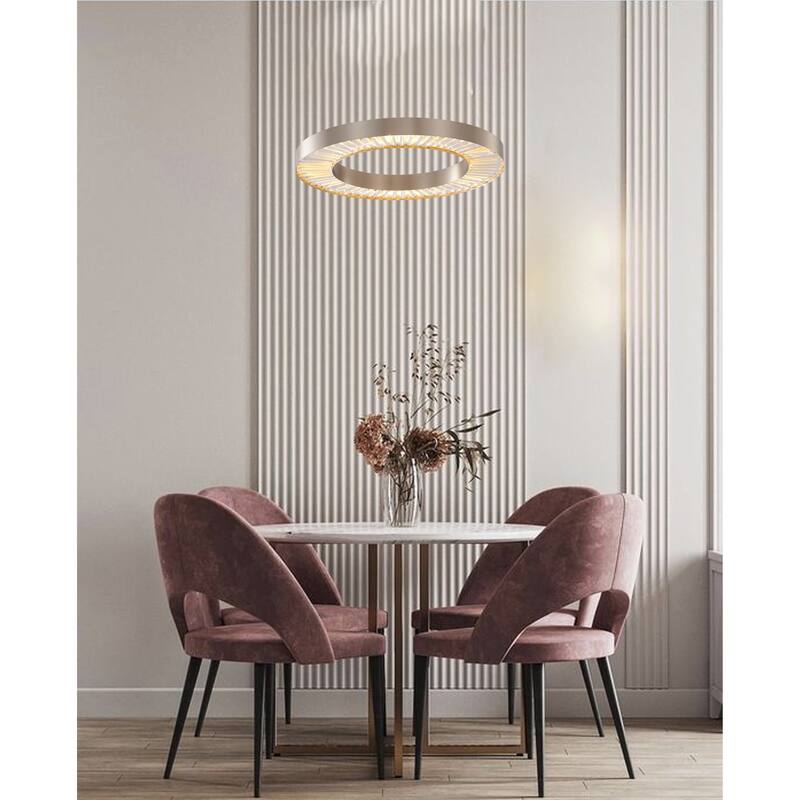 1-Light Gold LED Chandelier With Clear Crystals