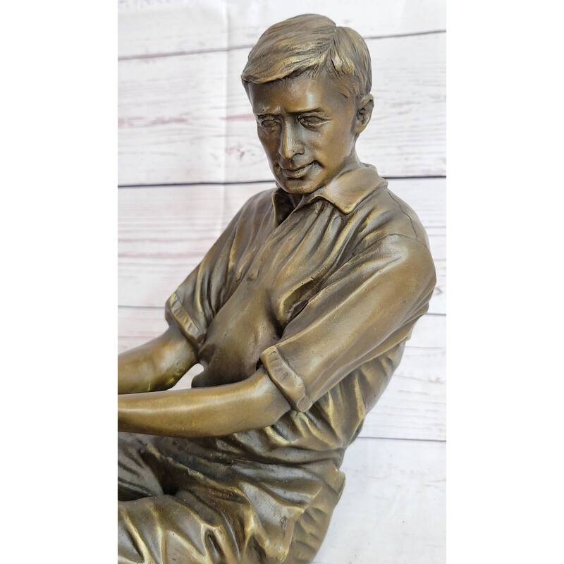 Male Golfer Dad Bronze Metal Sculpture Statue Trophy Signed Original Handmade Art 17 Inches X 9 Inches