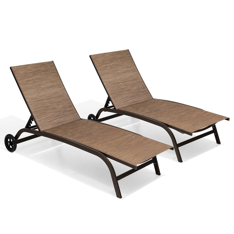 Crestlive Outdoor Adjustable Chaise Lounge Chairs with Wheels - See the Picture