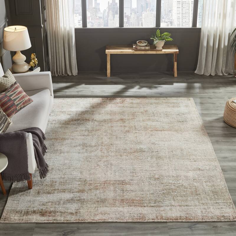 Urban Distress Abstract Beige Handmade Area Rug - 3'6" x 5'6" - Rectangle