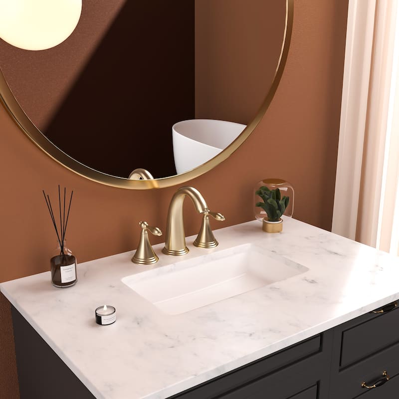 Modern 2 Handle Bathroom Sink Faucet with Pop Up Drain and 2 Water Supply Lines, Anti Corrosion, Scratch Resistant, 3 Hole