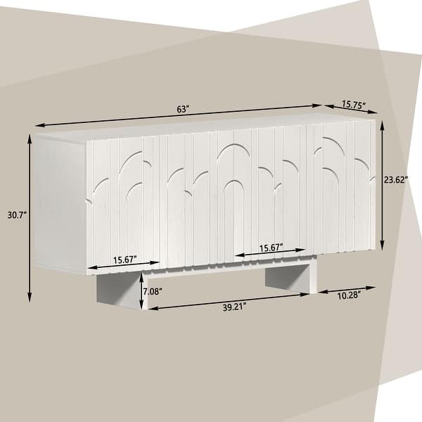dimension image slide 1 of 2, Clihome Modern Wood Storage Buffet Sideboard with 4 Doors