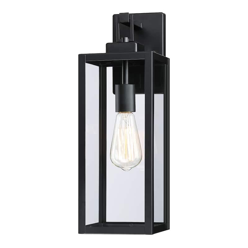 2-pack 1-Light 18 inch Matte Black Outdoor Wall Lantern with Clear Glass Shade(dusk to dawn could be chosen)