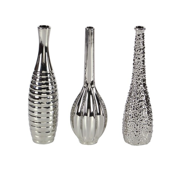CosmoLiving by Cosmopolitan Sleek Ceramic Glam Vase with Varying
