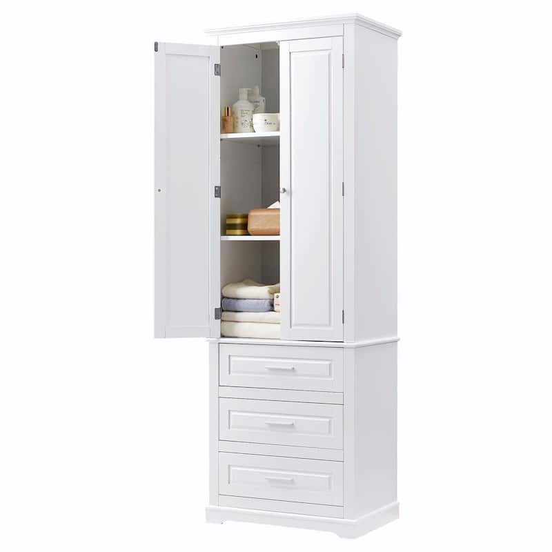 Bathroom Tall Storage Cabinet with Three Drawers