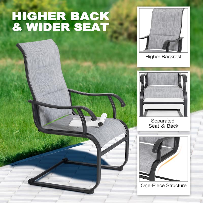 5-Piece Patio Outdoor Textilene and Metal Dining Set with Umbrella Hole