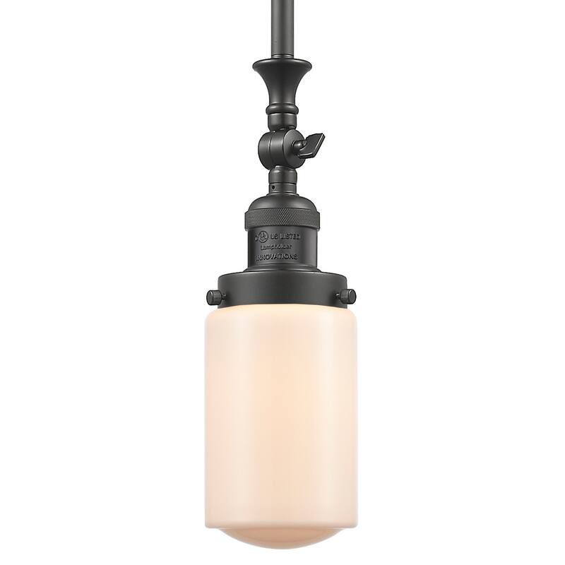 Innovations Lighting Dover 5" Wide Mini Rod Hung Adjustable Pendant - Oil Rubbed Bronze / Matte White Cased
