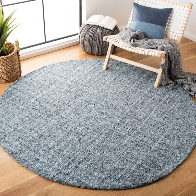 SAFAVIEH Handmade Abstract Mentore Modern Viscose Rug - 6' Round - Blue/Black