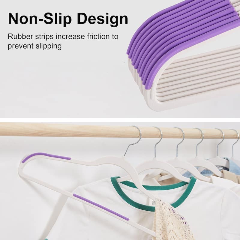 Javlergo 25/50 Pack Heavy Duty Plastic Hangers, 360º Swivel Hook Coat Hangers, Non-Slip, Space-Saving
