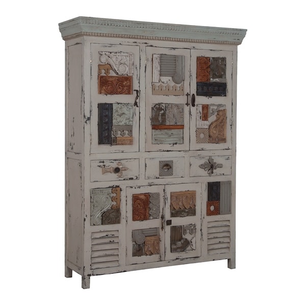 GuildMaster 602503 Artifacts 53" Wide 3 Drawer Hand Carved Mahogany Accent Cabinet - Heritage Gray Stain
