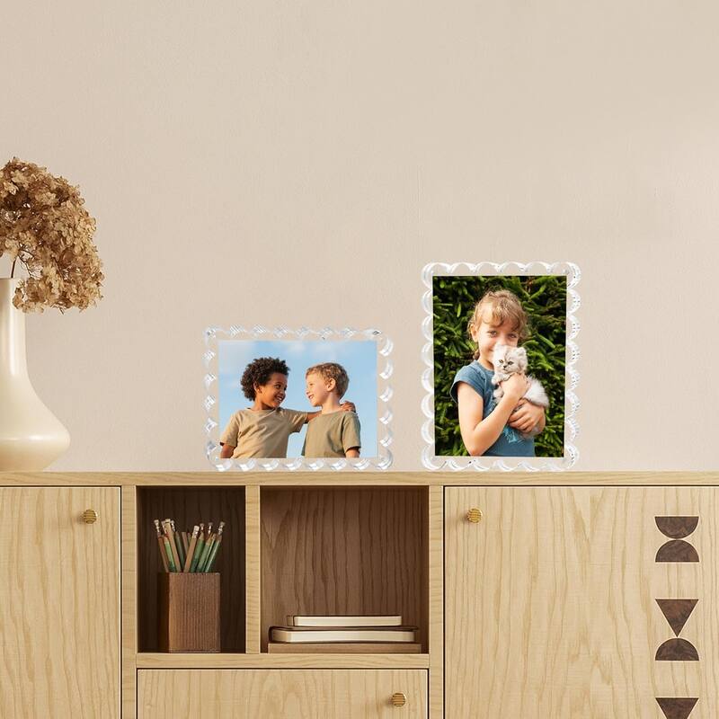 BP4U™ 3-Pack Acrylic Picture Frames, Tabletop Magnetic Freestanding Photo Frames for Hoem/Office Desktop Display