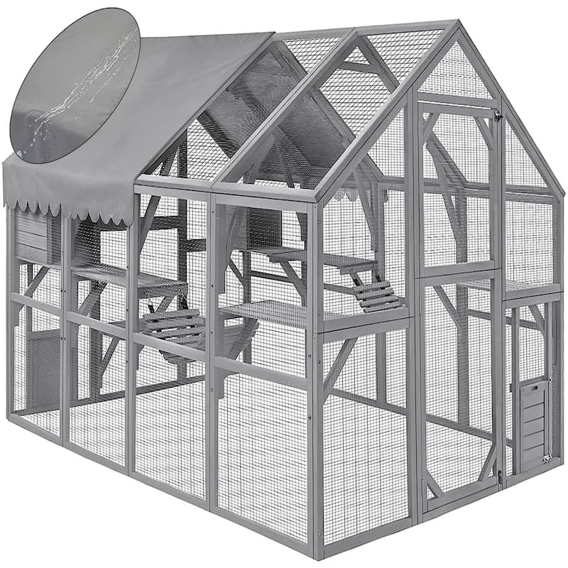 Catio Large Outdoor Cat Enclosure Wooden Kitty House Condon for Multiple Cats Run