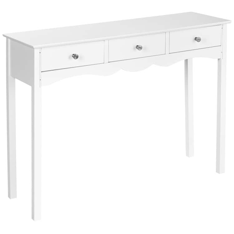 Hall table Side Table with 3 Drawers-White - 39.4" x 12.6" x 29.5"(L x W x H) - White