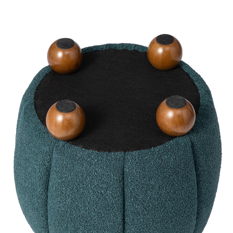 Glitzhome 19"H Boucle Upholstered Storage Ottoman Stool with Rubberwood Feet