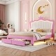 preview thumbnail 4 of 12, Modern Upholstered Princess Bed with Crown Headboard, 2 Drawers,Full