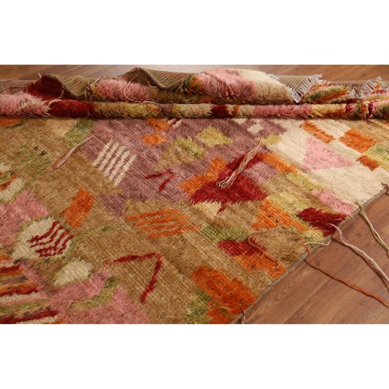 Hand Knotted Oriental 100% Wool Carpet Modern Geometric Multi-Colored Moroccan Area Rug - 8' 0'' X 5' 9''