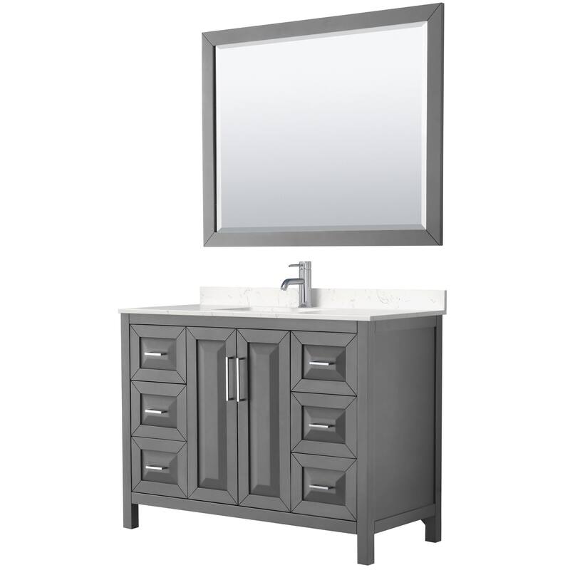 Wyndham Collection Daria 48" Free Standing Single Basin Vanity Set - Dark Gray / Carrara Cultured Marble Top / Polished