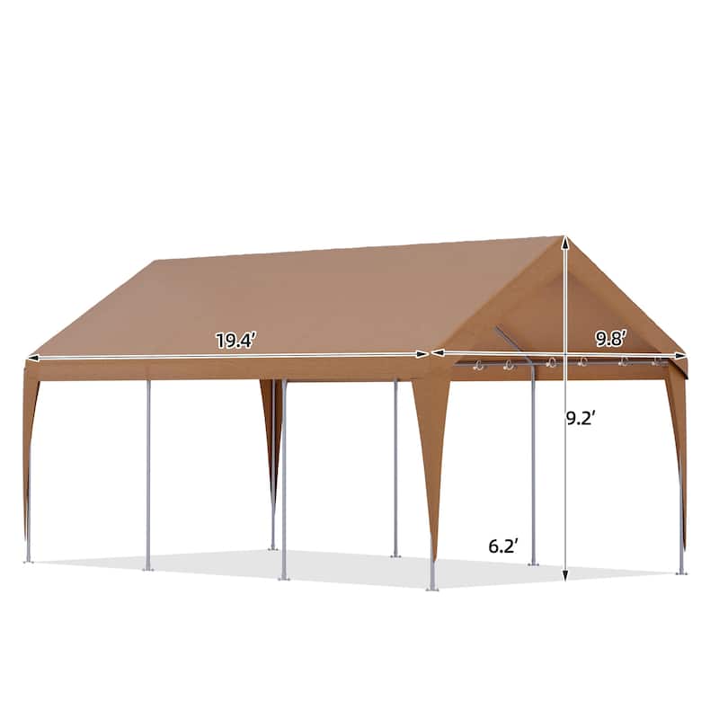 Heavy Duty Carport, All-Weather Waterproof Shelter with Steel Frame for Cars, Boats & Equipment