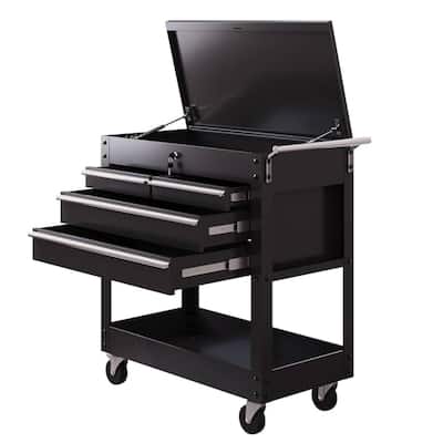 4-Tier Rolling Storage Tool Cart with Locking Drawers - N/A