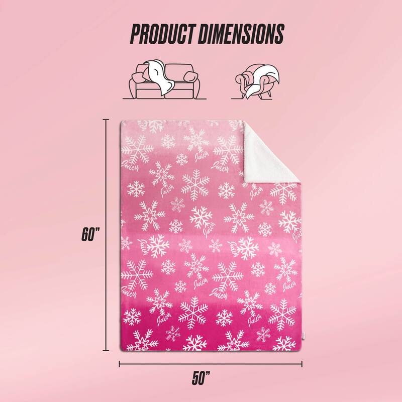 Juicy Couture Plush Reversible Sherpa Throw Blanket