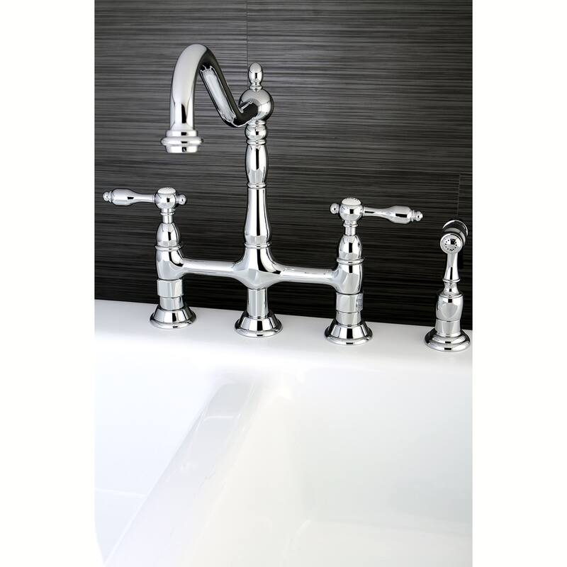 Kingston Brass Tudor Bridge Kitchen Faucet with Brass Sprayer