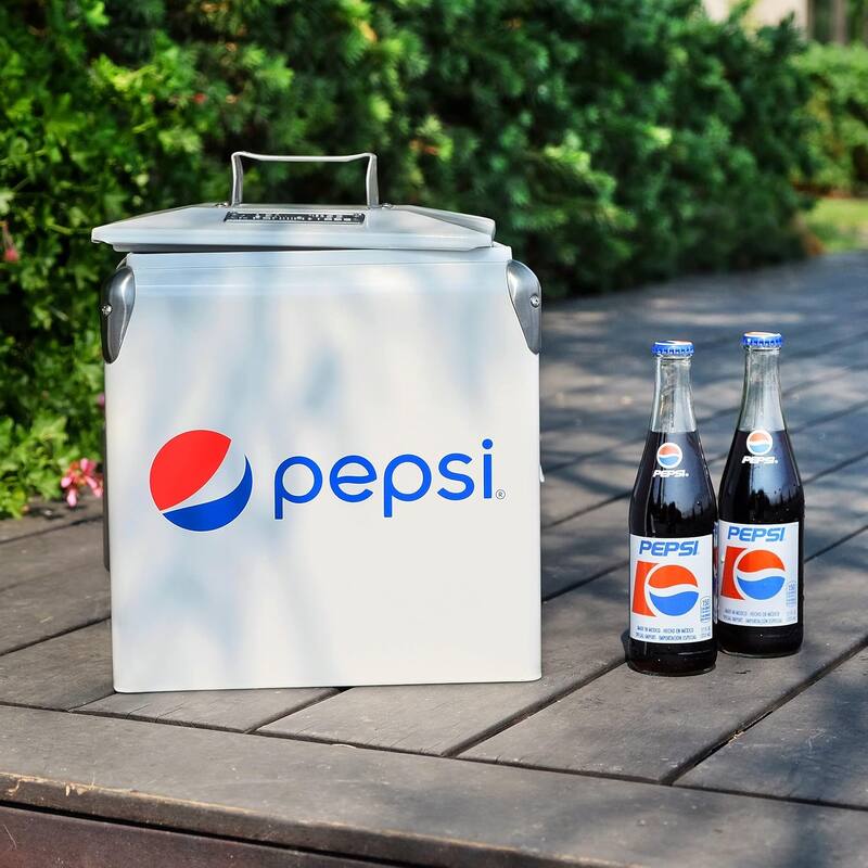 Permasteel 14-Qt Small Portable Cooler in White with Pepsi Logo