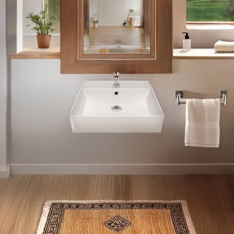 Whitehaus B-AG51-1H 20-1/8" Rectangular Vitreous China Wall Mounted
