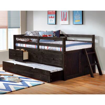 Furniture of America Cabin Rustic Twin Loft Bed with Trundle and Drawers