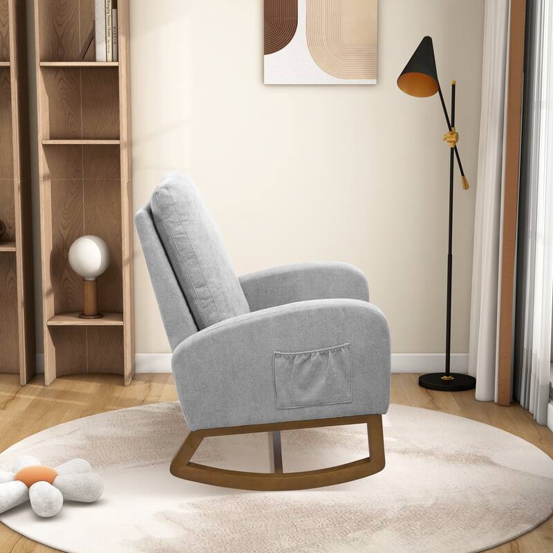 27.2"W Polyester Rocking Chair with Side Pocket