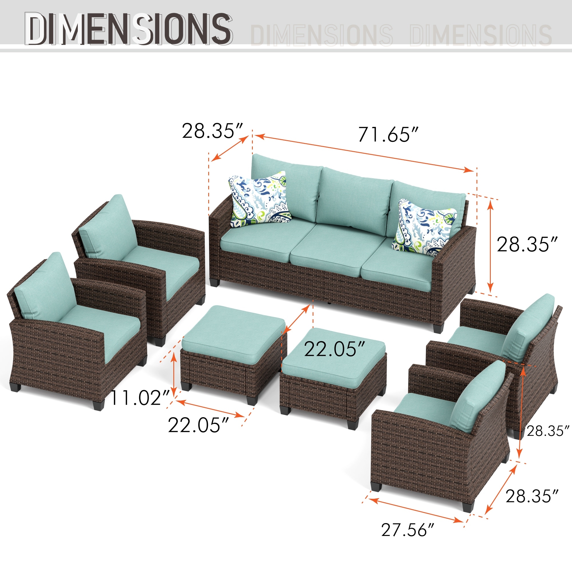 9 seater wicker rattan sofa 2025 set