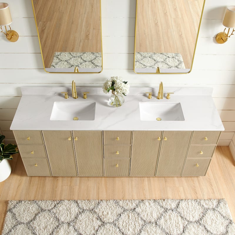 Oza Bath Vanity with Quartz Stone Top and Mirror