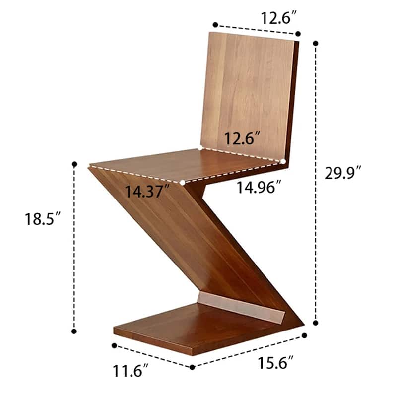 Z-shaped Solid Wood Backrest Dining Chair Creative Retro Single Seat