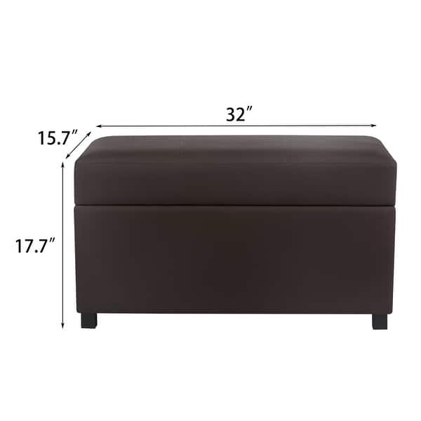 dimension image slide 3 of 5, Adeco Faux Leather Storage Ottoman for Living Room