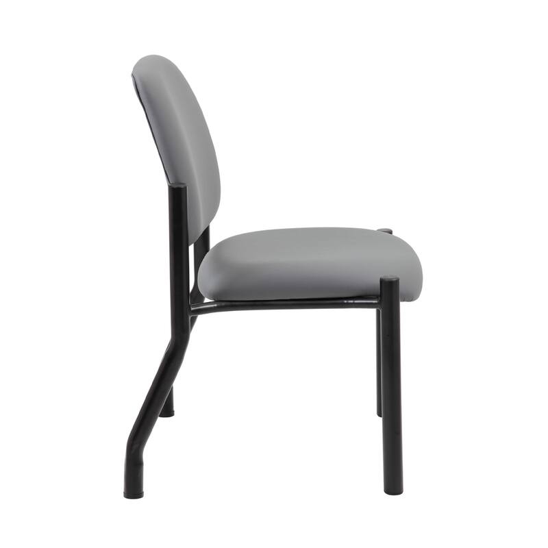 Lea Reception Guest Chair, Gray Antimicrobial Vinyl, Black Legs