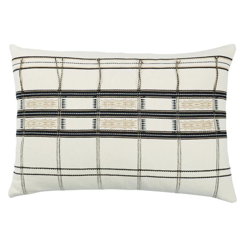 Altai Tribal Black/ Cream Pillow - 16"X24" Polyester Fill - Black/Cream