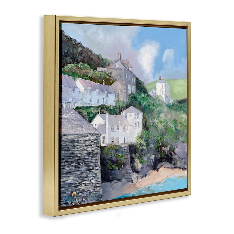 Stupell Coastal Village Beach Framed Floater Canvas Wall Art Design By Meredith Howse