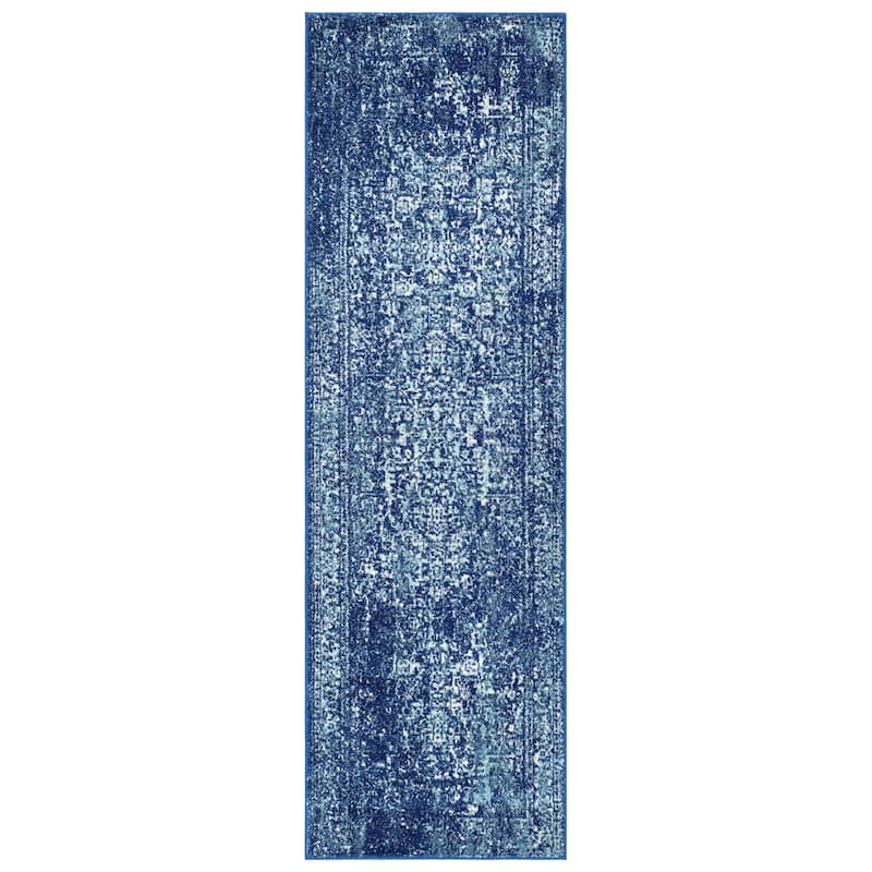 SAFAVIEH Evoke Quinn Vintage Distressed Rug - 2'2" x 11' Runner - Navy/Ivory