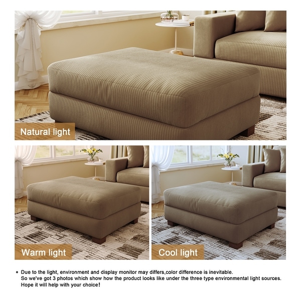Modern Oversized striped Corduroy Ottoman - On Sale - Bed