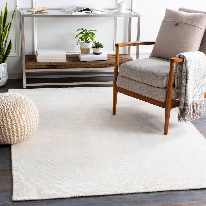 Vanesa Handmade Viscose Solid Area Rug - Cream - 2' x 3'