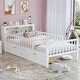 preview thumbnail 2 of 34, Twin Size Bed with Headboard Storage Rack, Two Under-Bed Drawers, Three-Side Guardrails for Safety and Security,White