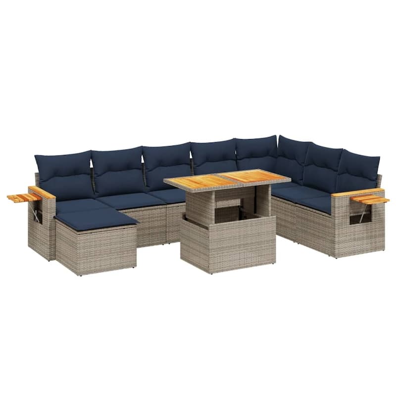 vidaXL Patio Sofa Set with Cushions Outdoor Furniture 9/10 Piece Poly Rattan