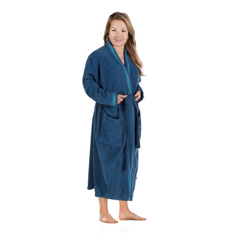 Superior Unisex Turkish Cotton Terry Kimono Bathrobe with Embroidery Robe