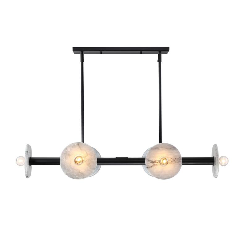 Fina 6-Light Matte Black Modern Linear Chandelier for Dining Areas - 37.75