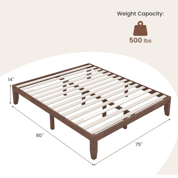 Costway King Size 14'' Wooden Bed Frame Mattress Platform Wood Slats ...