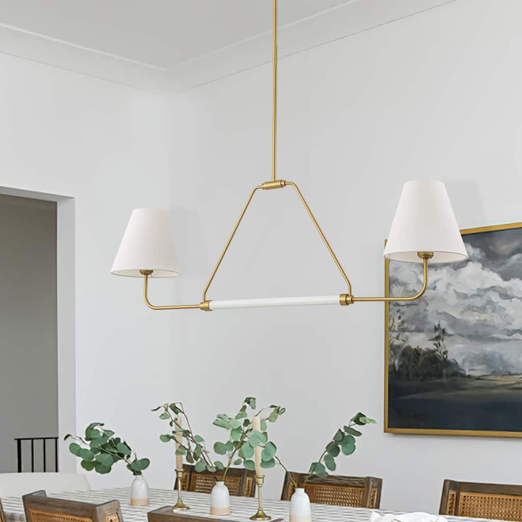 2-Light Linear Chandelier with Fabric Shade