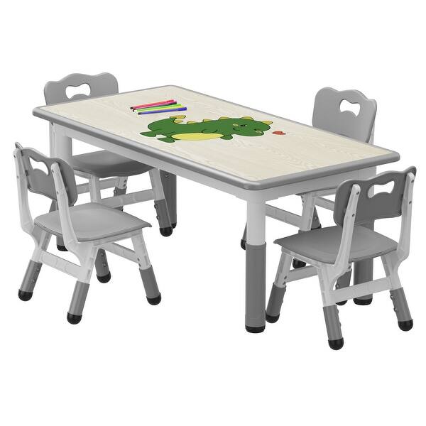 slide 2 of 10, Kids Table and 4 Chair Set with Graffiti Desktop - N/A Grey