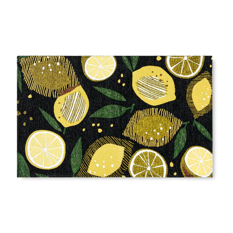 TOWN & COUNTRY LUXE Livie Fresh Lemon Everwash Washable Non-Slip Backing Kitchen Mat