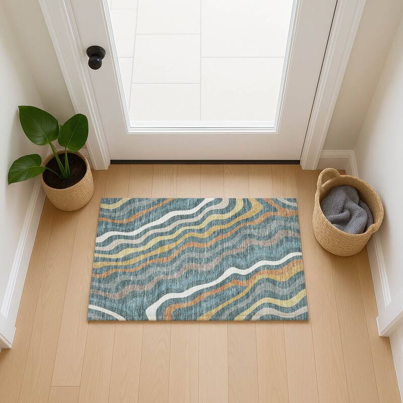 Machine Washable Indoor/ Outdoor Modern Eureka Chantille Rug