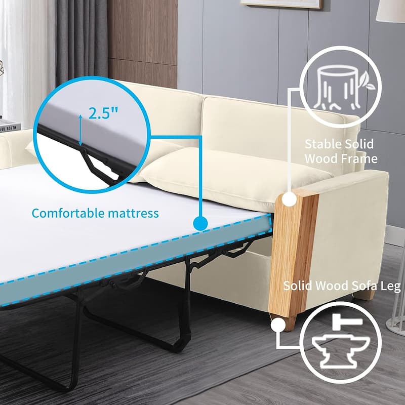 Mixoy Modern Pull Out Sofa Bed,Velvet Sleeper Loveseat Couch Bed