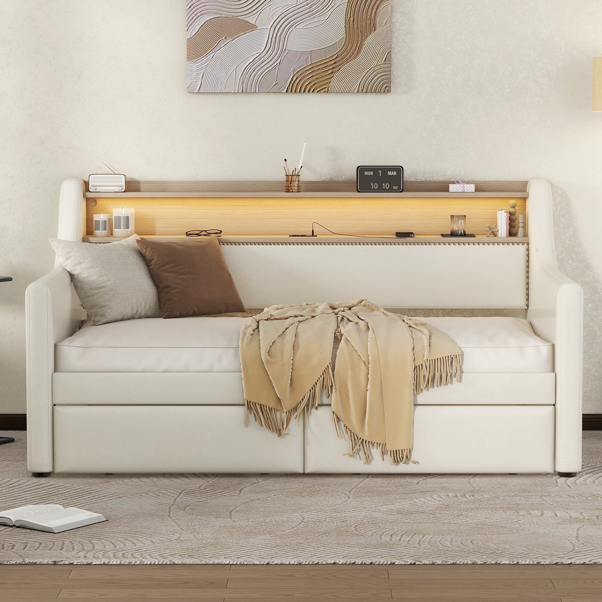 Faux leather daybed deals
